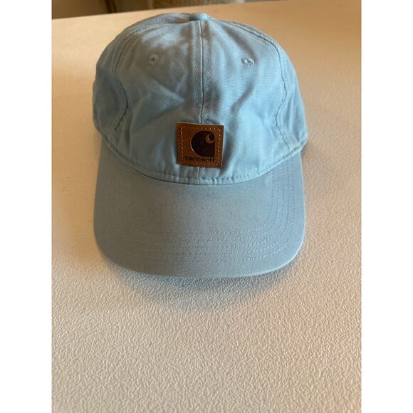 Carhartt Light Blue Modern Unisex Adjustable Leather Patch Logo Cap - Picture 1 of 5